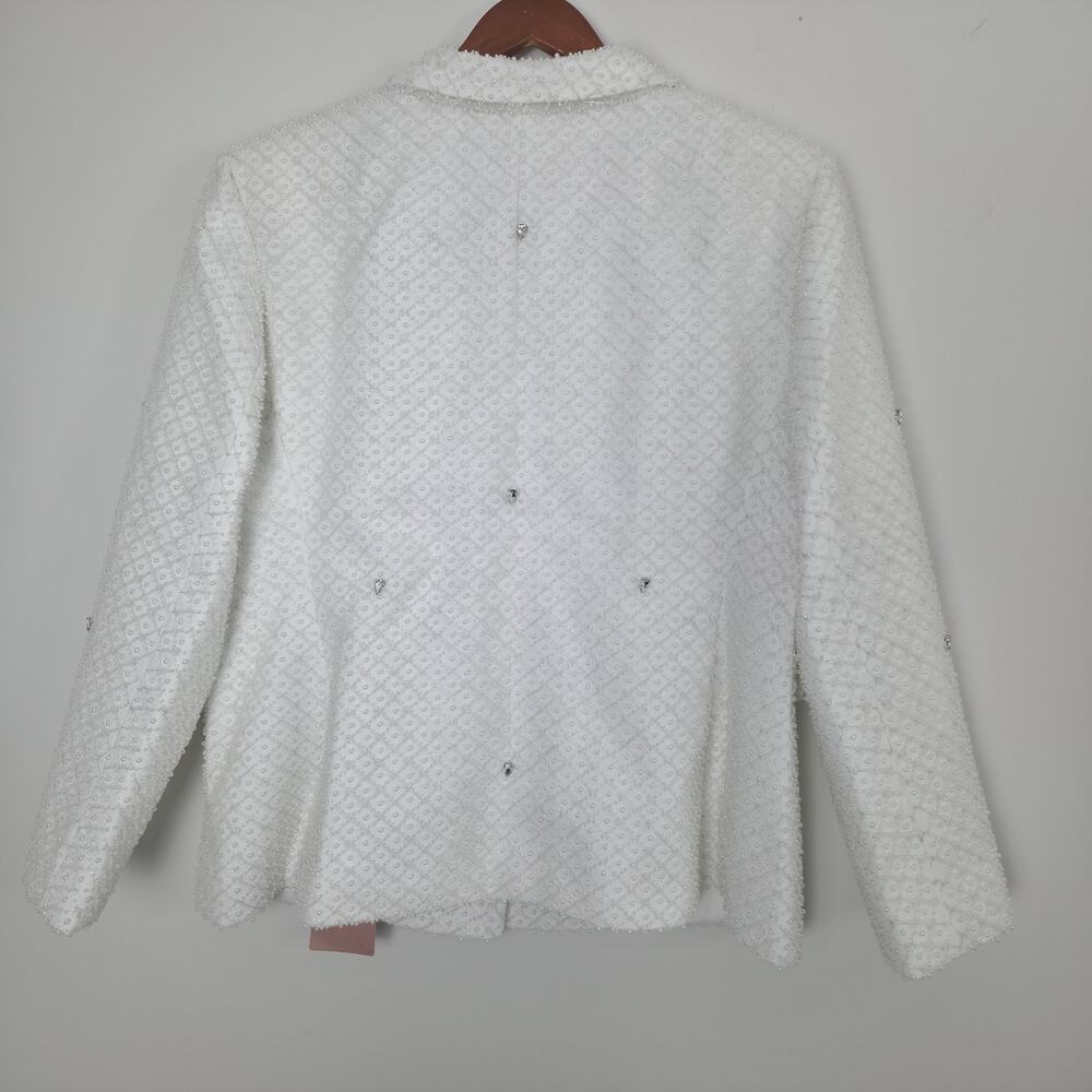Morphine Fashion Pearl Crystal Bridal Blazer Jacket White XL NWT - Picture 3 of 12